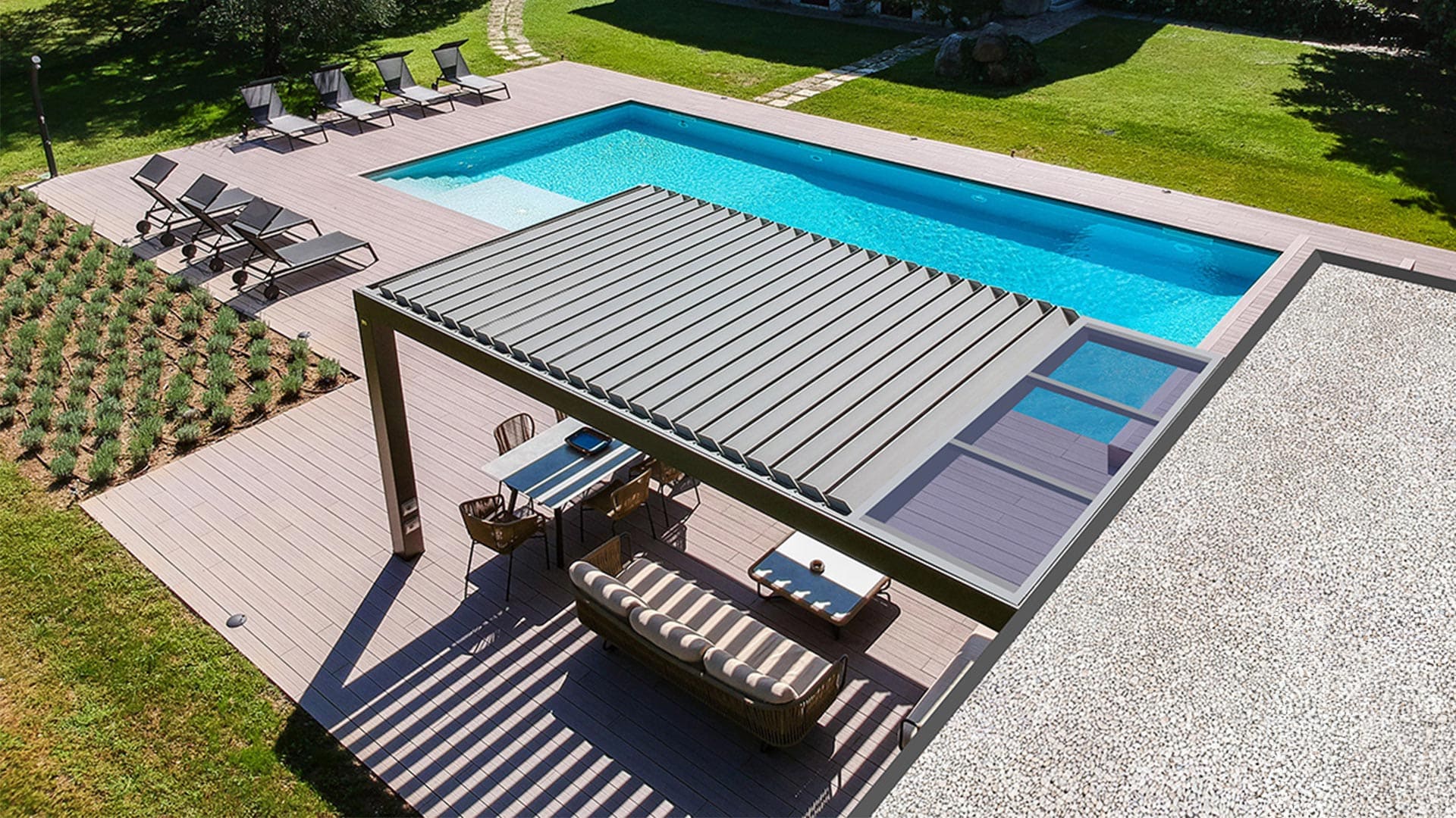 Pergole a Torino marchio Perrero piscina